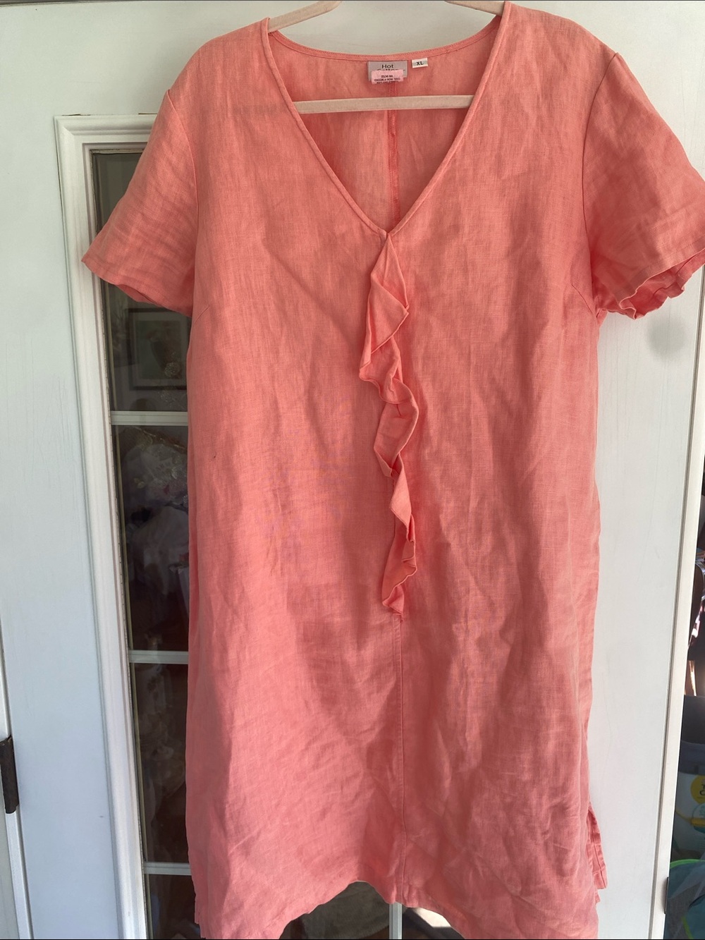 Hot Cotton Soft 100% Linen Coral Dress. Excellent Condition. Gorgeous. Sz XL